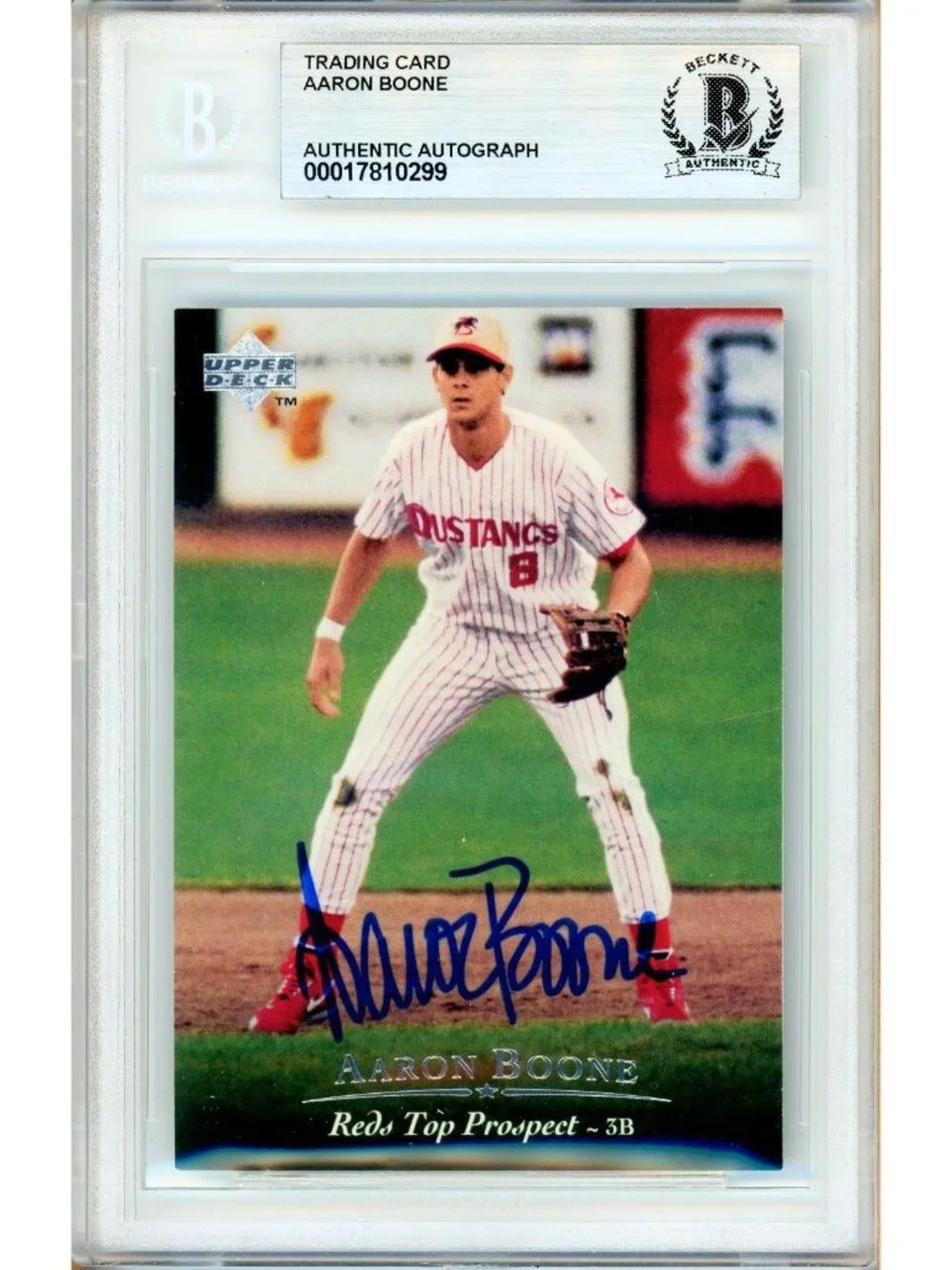 Aaron Boone Signed 1994 Upper Deck Card Cincinnati Reds BAS Slabbed Autograph